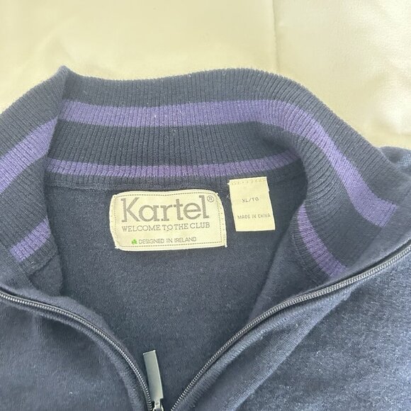 Kartel Sweater Pullover Mens XL Merino Wool 1/4 Zip Golf Pullover Navy Blue - Picture 3 of 8